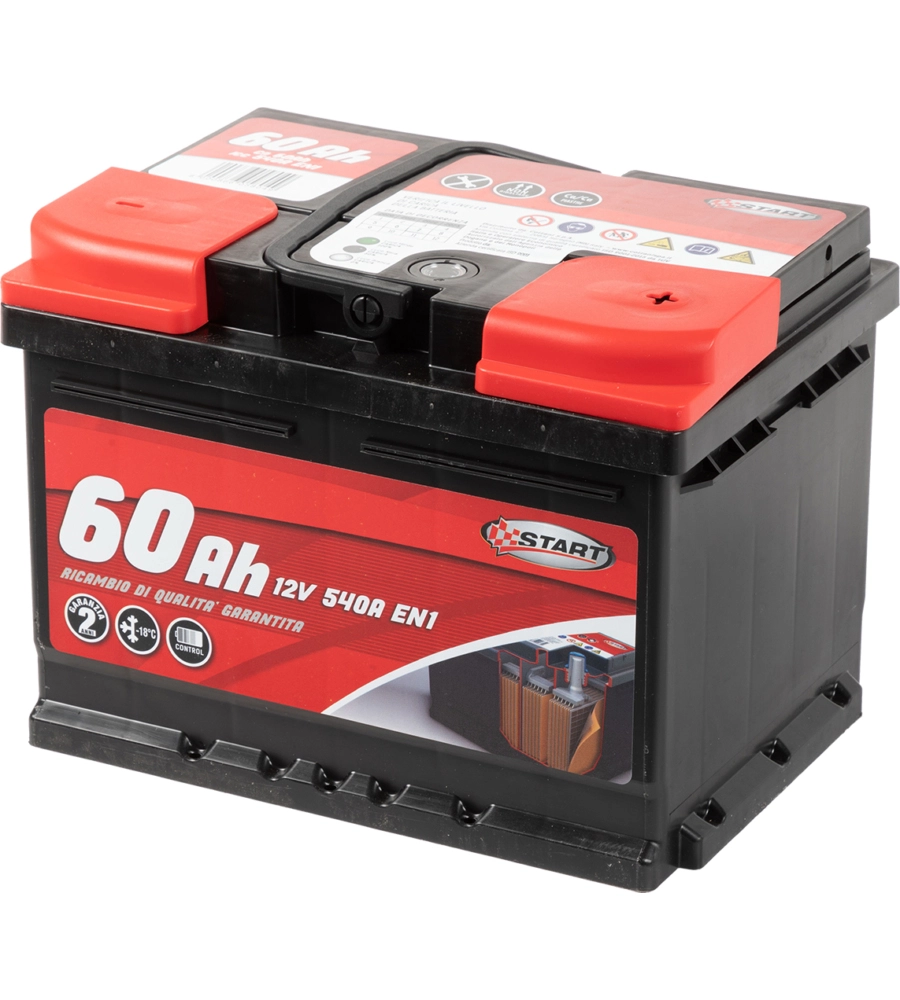 Batteria auto 60ah 12v 540a polo positivo destro cassetta l2